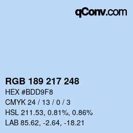 Color code: RGB 189 217 248 | qconv.com