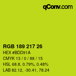 Color code: RGB 189 217 26 | qconv.com