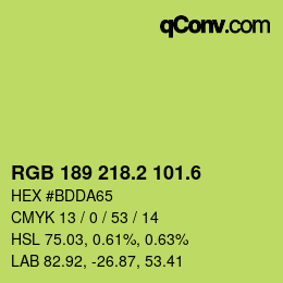 カラーコード: RGB 189 218.2 101.6 | qconv.com