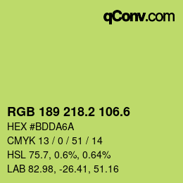 カラーコード: RGB 189 218.2 106.6 | qconv.com