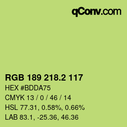 カラーコード: RGB 189 218.2 117 | qconv.com