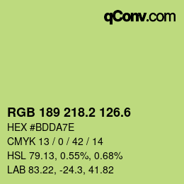 カラーコード: RGB 189 218.2 126.6 | qconv.com