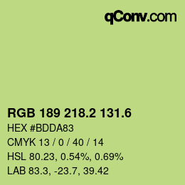 カラーコード: RGB 189 218.2 131.6 | qconv.com