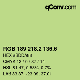カラーコード: RGB 189 218.2 136.6 | qconv.com