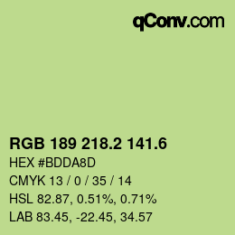 カラーコード: RGB 189 218.2 141.6 | qconv.com