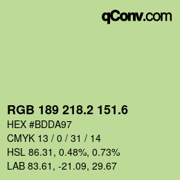 カラーコード: RGB 189 218.2 151.6 | qconv.com