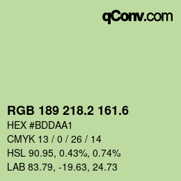 カラーコード: RGB 189 218.2 161.6 | qconv.com