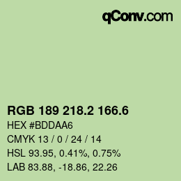 カラーコード: RGB 189 218.2 166.6 | qconv.com