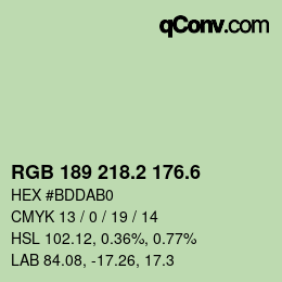 カラーコード: RGB 189 218.2 176.6 | qconv.com