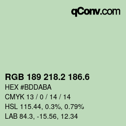 カラーコード: RGB 189 218.2 186.6 | qconv.com