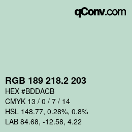 カラーコード: RGB 189 218.2 203 | qconv.com