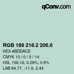 カラーコード: RGB 189 218.2 206.6 | qconv.com