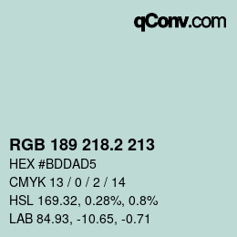 カラーコード: RGB 189 218.2 213 | qconv.com