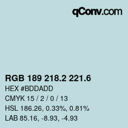カラーコード: RGB 189 218.2 221.6 | qconv.com