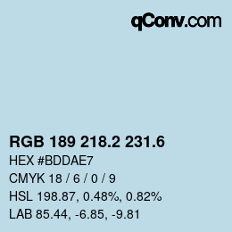 カラーコード: RGB 189 218.2 231.6 | qconv.com
