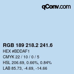 カラーコード: RGB 189 218.2 241.6 | qconv.com
