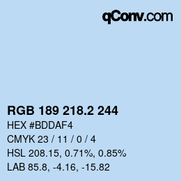 カラーコード: RGB 189 218.2 244 | qconv.com