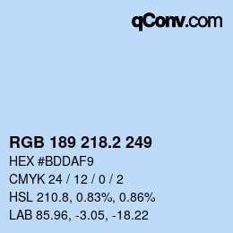 カラーコード: RGB 189 218.2 249 | qconv.com