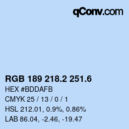 カラーコード: RGB 189 218.2 251.6 | qconv.com