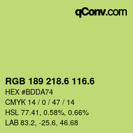カラーコード: RGB 189 218.6 116.6 | qconv.com