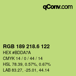 カラーコード: RGB 189 218.6 122 | qconv.com