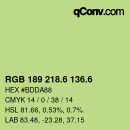 カラーコード: RGB 189 218.6 136.6 | qconv.com