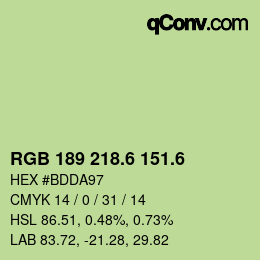 カラーコード: RGB 189 218.6 151.6 | qconv.com