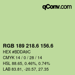 カラーコード: RGB 189 218.6 156.6 | qconv.com