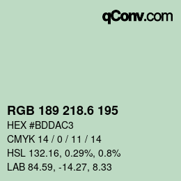 カラーコード: RGB 189 218.6 195 | qconv.com