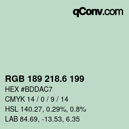 カラーコード: RGB 189 218.6 199 | qconv.com