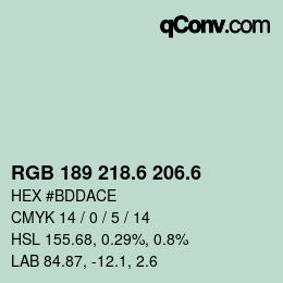 カラーコード: RGB 189 218.6 206.6 | qconv.com