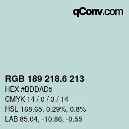 カラーコード: RGB 189 218.6 213 | qconv.com