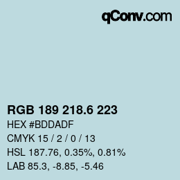 カラーコード: RGB 189 218.6 223 | qconv.com