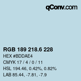 カラーコード: RGB 189 218.6 228 | qconv.com