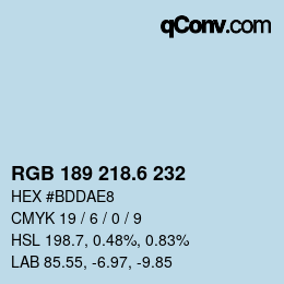 カラーコード: RGB 189 218.6 232 | qconv.com