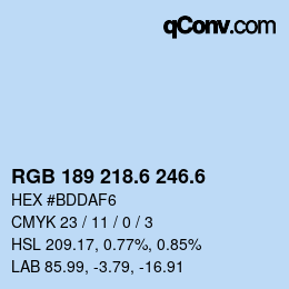 カラーコード: RGB 189 218.6 246.6 | qconv.com