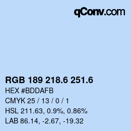 カラーコード: RGB 189 218.6 251.6 | qconv.com