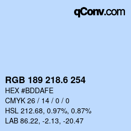 カラーコード: RGB 189 218.6 254 | qconv.com