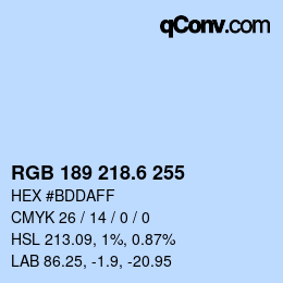 カラーコード: RGB 189 218.6 255 | qconv.com
