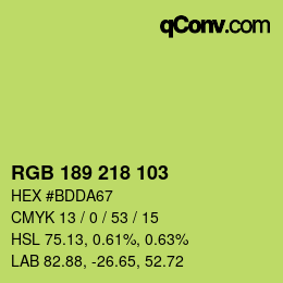 カラーコード: RGB 189 218 103 | qconv.com