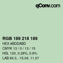 カラーコード: RGB 189 218 189 | qconv.com