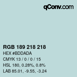 カラーコード: RGB 189 218 218 | qconv.com