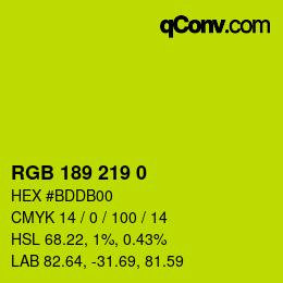 颜色代码: RGB 189 219 0 | qconv.com