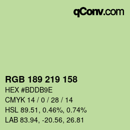 カラーコード: RGB 189 219 158 | qconv.com