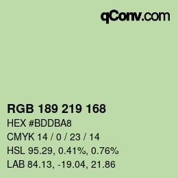 カラーコード: RGB 189 219 168 | qconv.com