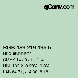 カラーコード: RGB 189 219 195.6 | qconv.com