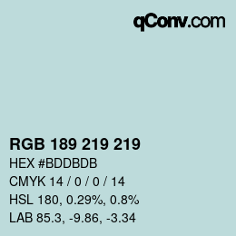 Código de color: RGB 189 219 219 | qconv.com
