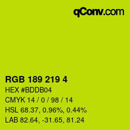 Color code: RGB 189 219 4 | qconv.com