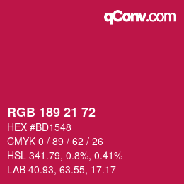 Color code: RGB 189 21 72 | qconv.com