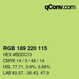 カラーコード: RGB 189 220 115 | qconv.com